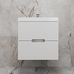 Style Line Тумба с раковиной Матис 60 подвесная белая матовая – фотография-2